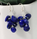 Lapis cluster earrings. Semi precious briolette. September birthstone