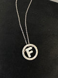 Initial Mother of pearl pendant- mother of pearl and sterling silver