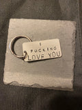 Large keychain stamped silver-tone