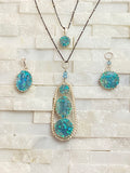 One of kind round medium pendant aquamarine and turquoise opal
