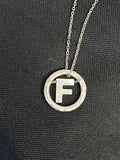 Initial Mother of pearl pendant- mother of pearl and sterling silver
