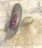 One of a kind adjustable ring- Ruby And Pink 0pal 01