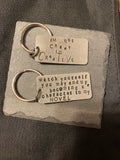 Large keychain stamped silver-tone
