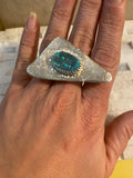 One of a kind adjustable ring- aquamarine sterling silver