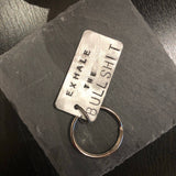 Large keychain stamped silver-tone