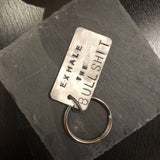 Large keychain stamped silver-tone