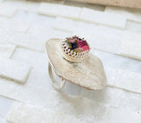 One of a kind adjustable ring- Tourmaline sterling silver