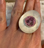 One of a kind adjustable ring- Ruby And Pink 0pal 01