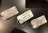 Large keychain stamped silver-tone