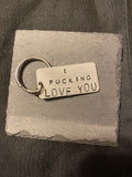 Large keychain stamped silver-tone