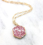 Geometric necklace- Hexagon necklace-gift for her- gift for girls- gold layered trend- layering