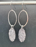 Small oval Luxe geode with oval 2.5inch  earrings