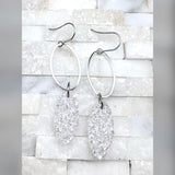 Small oval Luxe geode with oval 2.5inch  earrings