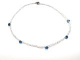 Short herkimer diamond and London blue briolette  beaded necklace