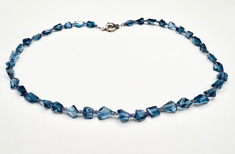 Short London blue freeform beaded necklace