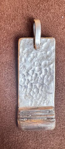 Mens unisex sterling silver rectangle-hammered medium