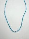 Evil eye mother of pearl marquise shape and blue gemstone necklace