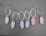 Small oval Luxe geode with oval 2.5inch  earrings