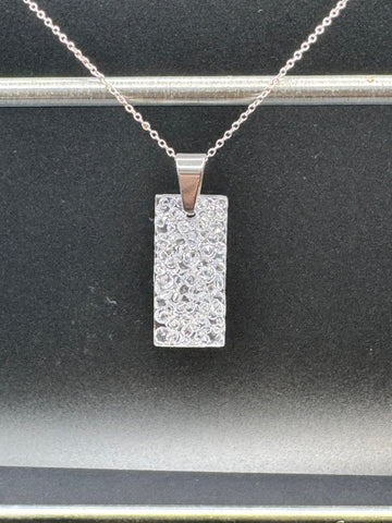 Rectangle luxe geode pendant
