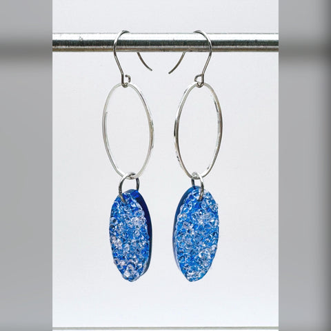 Small oval Luxe geode with oval 2.5inch  earrings