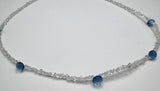 Short herkimer diamond and London blue briolette  beaded necklace