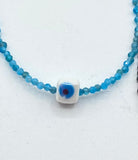 Square mati white (evil eye)bead on black gemstone