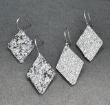 dangle crystal earrings- faux druzy drusy, lab grown diamonds CZ cubic zirconia. Surgical steel, hypoallergenic stainless steel. Austrian crystal