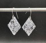diamond shaped dangle crystal earrings- faux druzy drusy, lab grown diamonds CZ cubic zirconia
