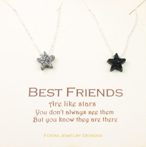 Best friends are like stars, druzy necklace set of 2 stars, set of 2 necklaces