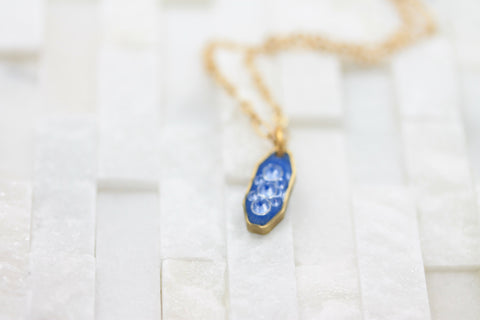 Stocking stuffer gift for girls- tiny blue and gold- layered- dainty