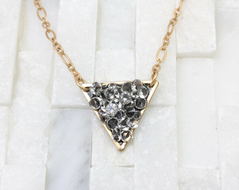triangle Pendant necklace-trendy-darling layering- gold- charm