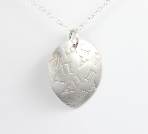 Love Word jumble necklace. Greek, silver