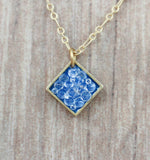enamel layering necklace, gold plate blue red white black CRYSTAL