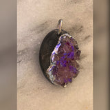 one of a kind- amethyst druzy OVAL pendant purple