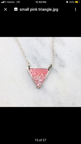 Tiny pink triangle pendant