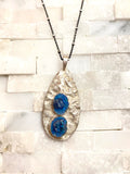 One of a kind. Statement pendant blue saphhire and turquoise opal