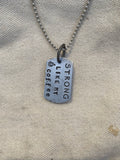 Small dog tag stamped pendant on ball chain savage, beast, fierce