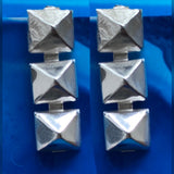 Triple pyramid grommet post Sterling silver