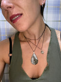 one of a kind- Apatite druzy drop on greys pendant large