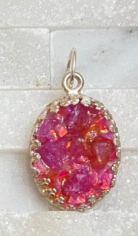 One of oval pendant ruby and pink opal 01