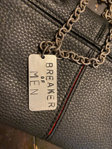 Large dog tag stamped pendant on ball chain savage, beast, fierce