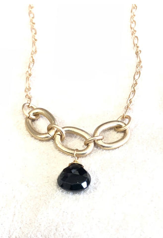 Elegant 3 link with gemstone briolette necklace