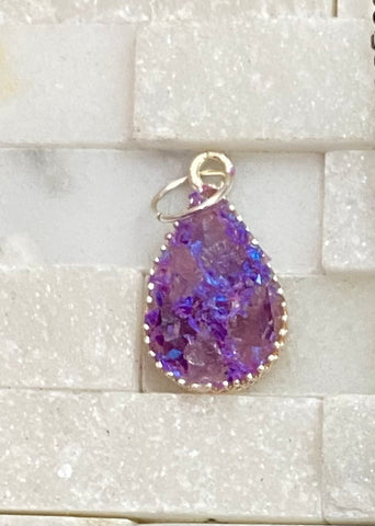 One of tear drop pendant amethyst and opal 01 small