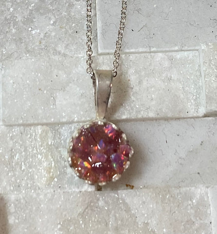 One of kind tiny pendant ruby and pink opal