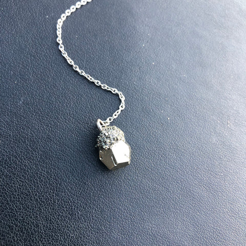 Small pyrite nugget pendant. Y- lariat necklace