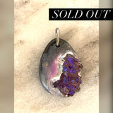 one of a kind- amethyst druzy drop pendant purple small