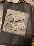 Large keychain stamped silver-tone