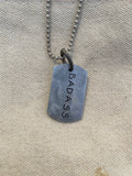 Small dog tag stamped pendant on ball chain savage, beast, fierce
