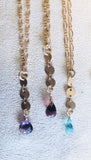 Coin chain with gemstone briolette necklace gold