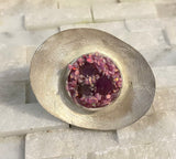 One of a kind adjustable ring- Ruby And Pink 0pal 01